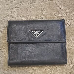 Prada black leather wallet (authentic)